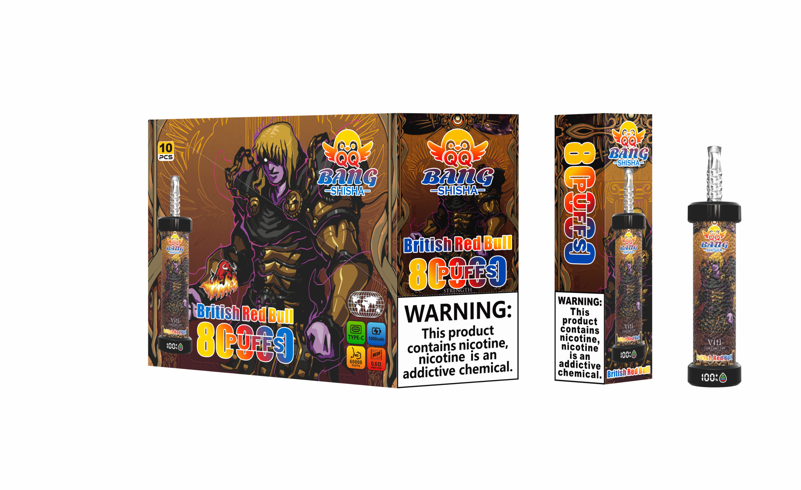 QQ BANG SHISHA 80K British Red Bull