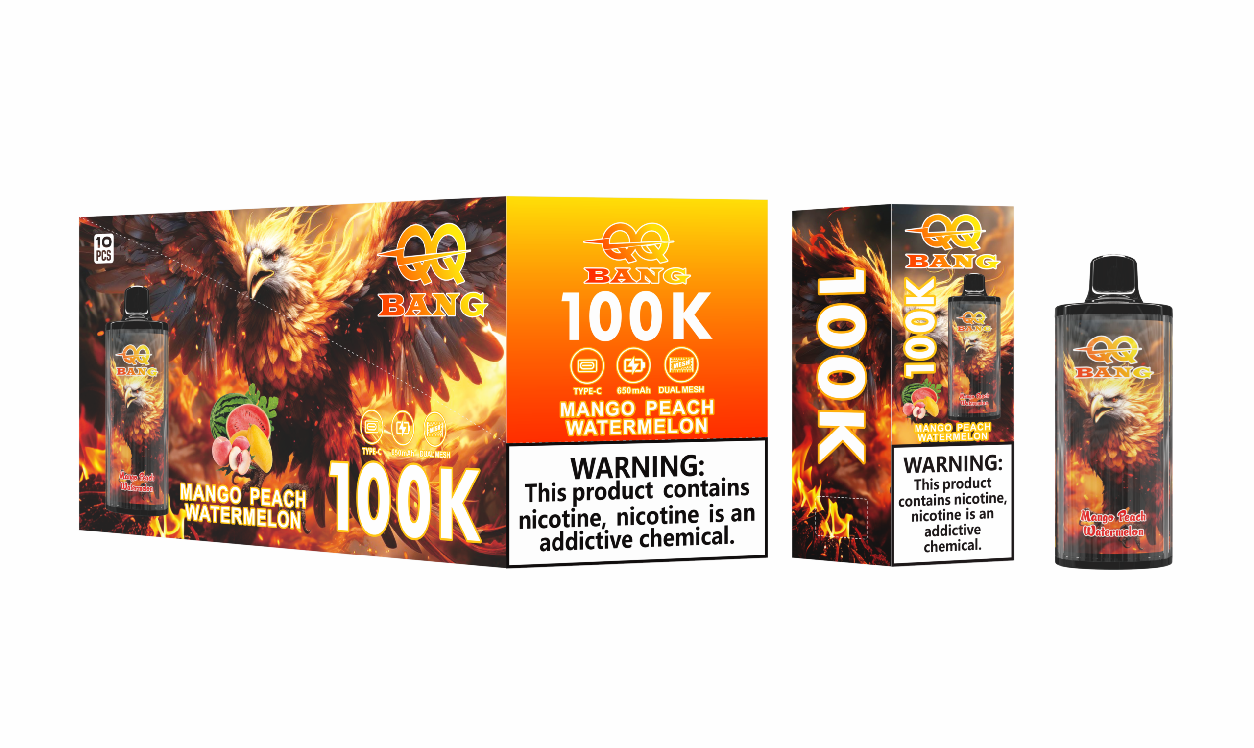QQ BANG 100K Mango Peach Watermelon